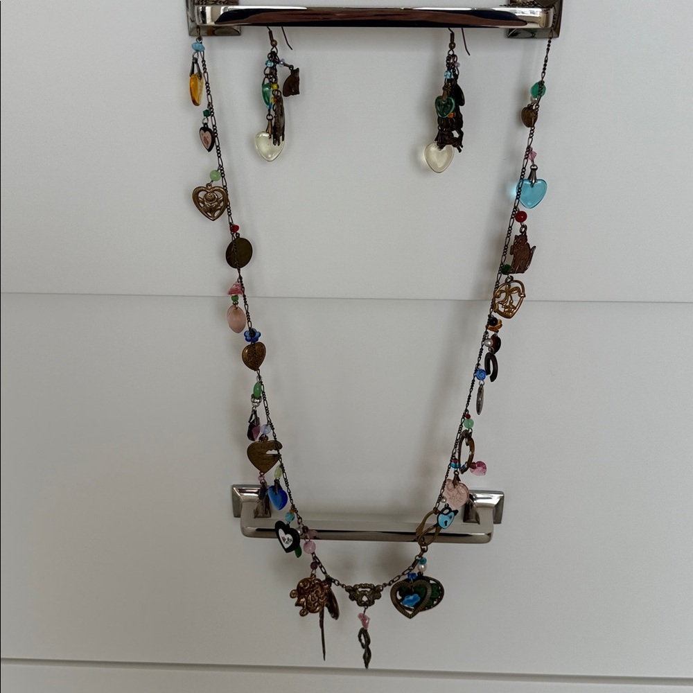 Vintage Lucy Issac charm necklace with matching earrings